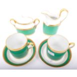 RICHARD GINORI - OLIVE GREEN & GILT TWO PERSON TEA SERVICE