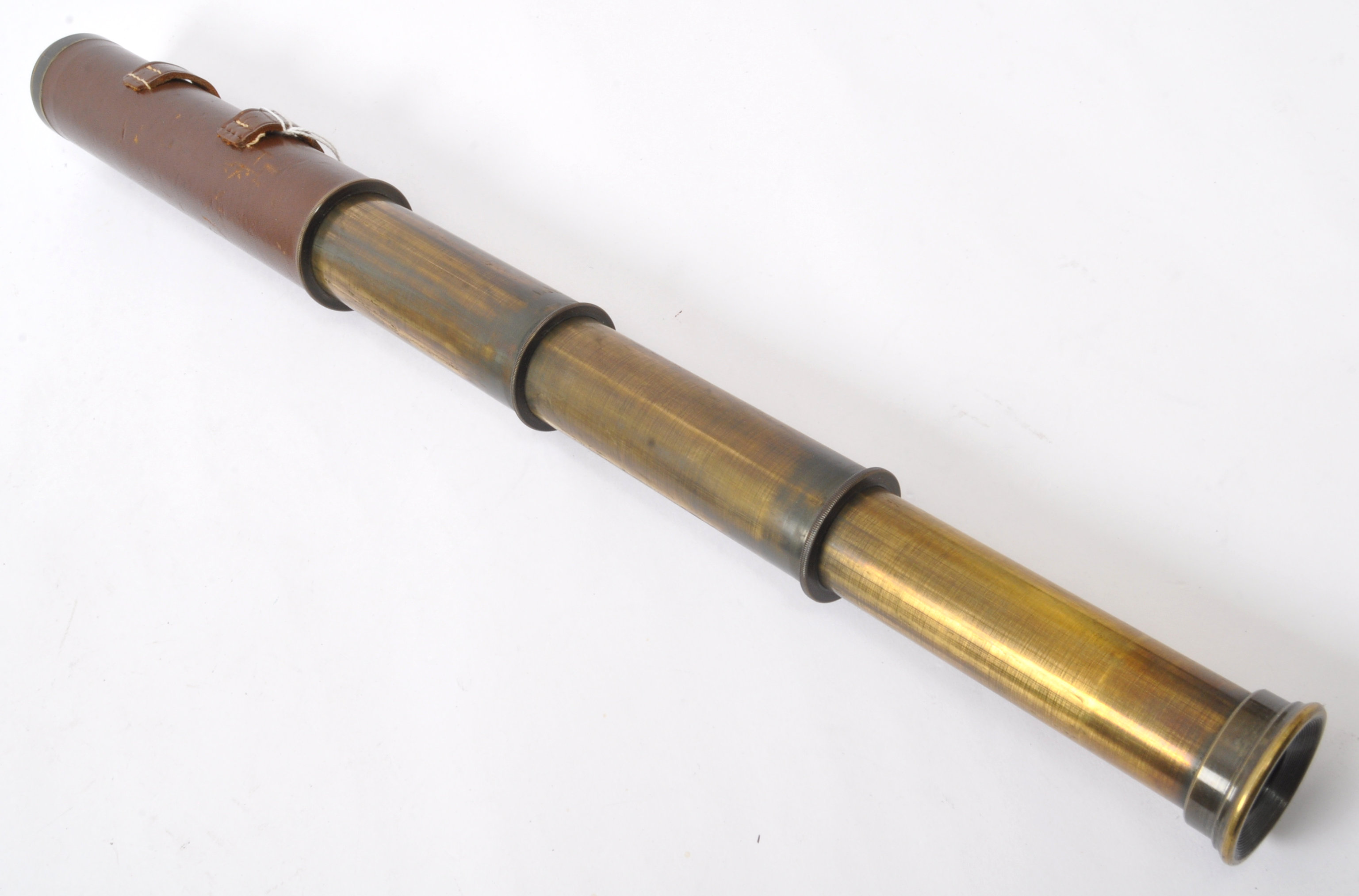EARLY 20TH CENTURY NELSON BRASS & LEATHER TELESCOPE