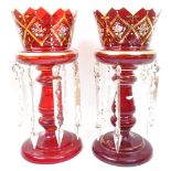 PAIR OF 19TH CENTURY RUBY GLASS LUSTRES
