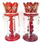 PAIR OF 19TH CENTURY RUBY GLASS LUSTRES