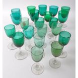 COLLECTION OF 19TH CENTURY GEORGE III BRISTOL GREEN GLASS