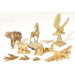 COLLECTION OF RETRO VINTAGE ANIMAL SHAPED BRASS ITEMS