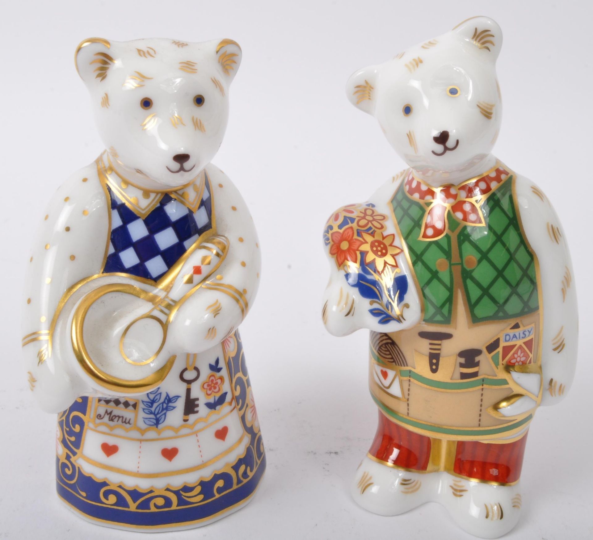 ROYAL CROWN DERBY - TWO VINTAGE TEDDY BEARS FIGURES