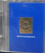FIVE LIMITED EDITION 23CT GOLD STAMPS OF H.M. QUEEN ELIZABETH II