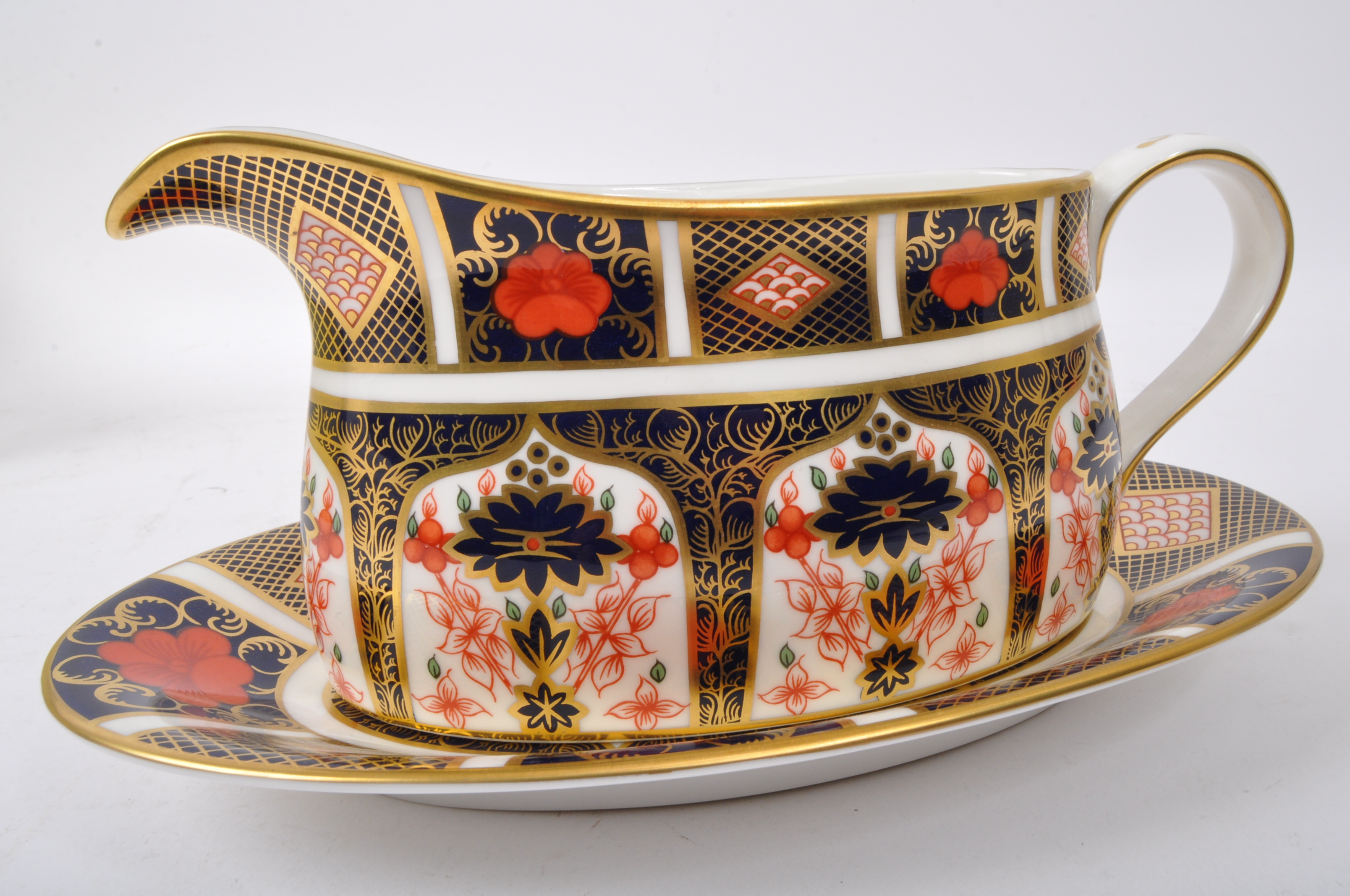 ROYAL CROWN DERBY - 'OLD IMARI' SAUCE BOAT & SAUCER