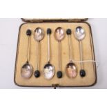 SIX MID 20TH CENTURY ENAMELLED SILVER PLATE SPOONS - HARRODS