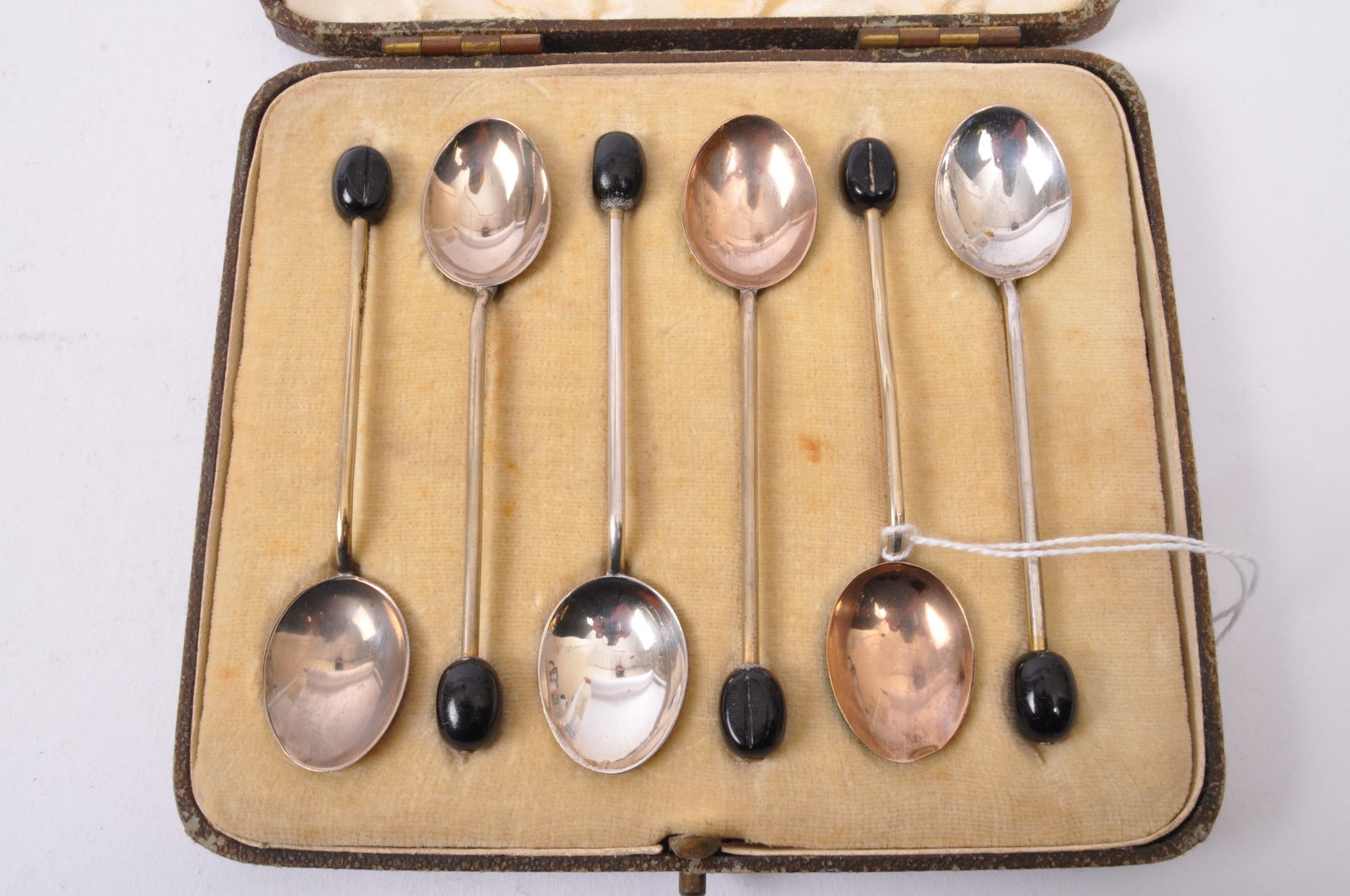SIX MID 20TH CENTURY ENAMELLED SILVER PLATE SPOONS - HARRODS