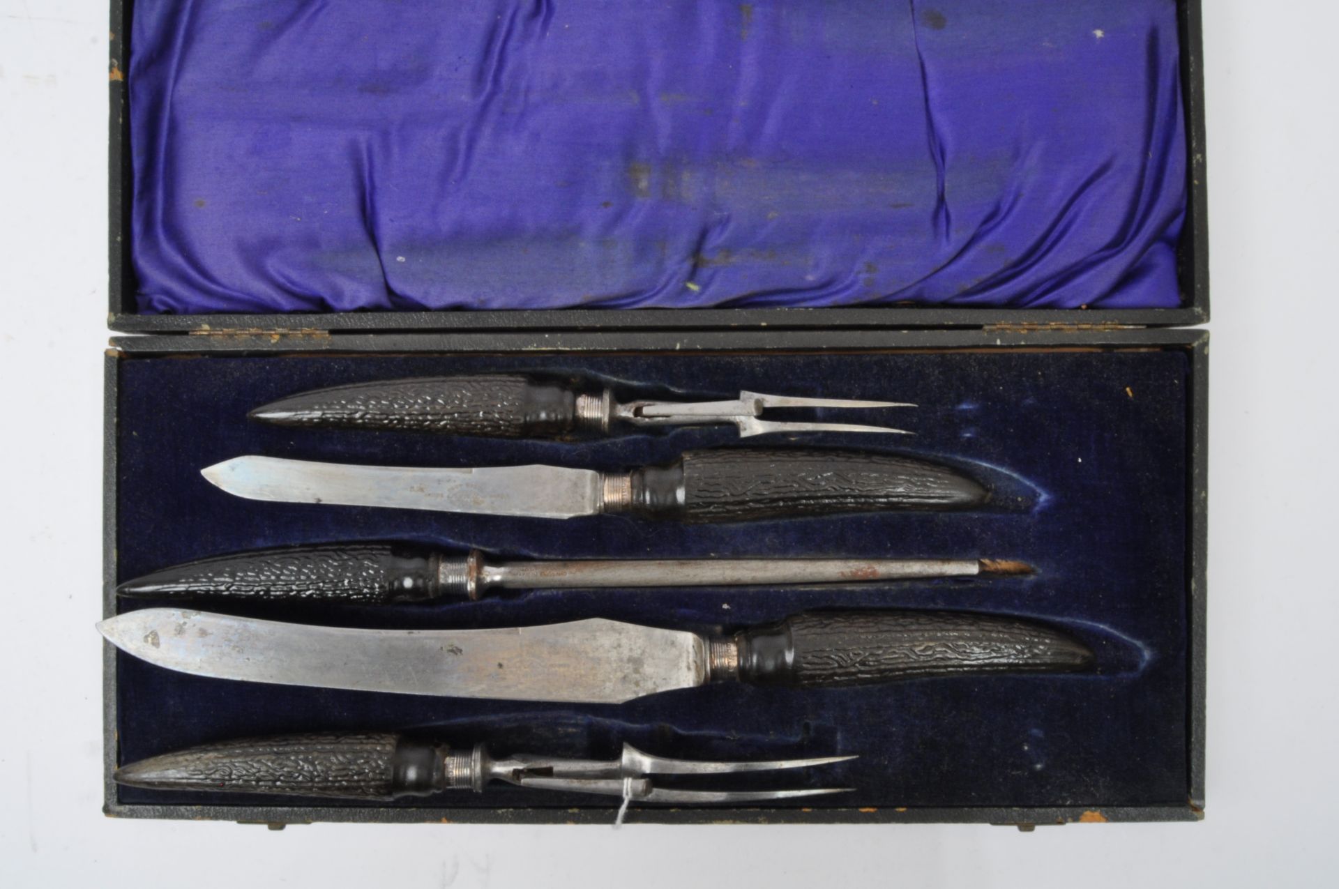 1920S SILVER HALLMARKED & BONE HANDLED MEAT SET - Image 2 of 4