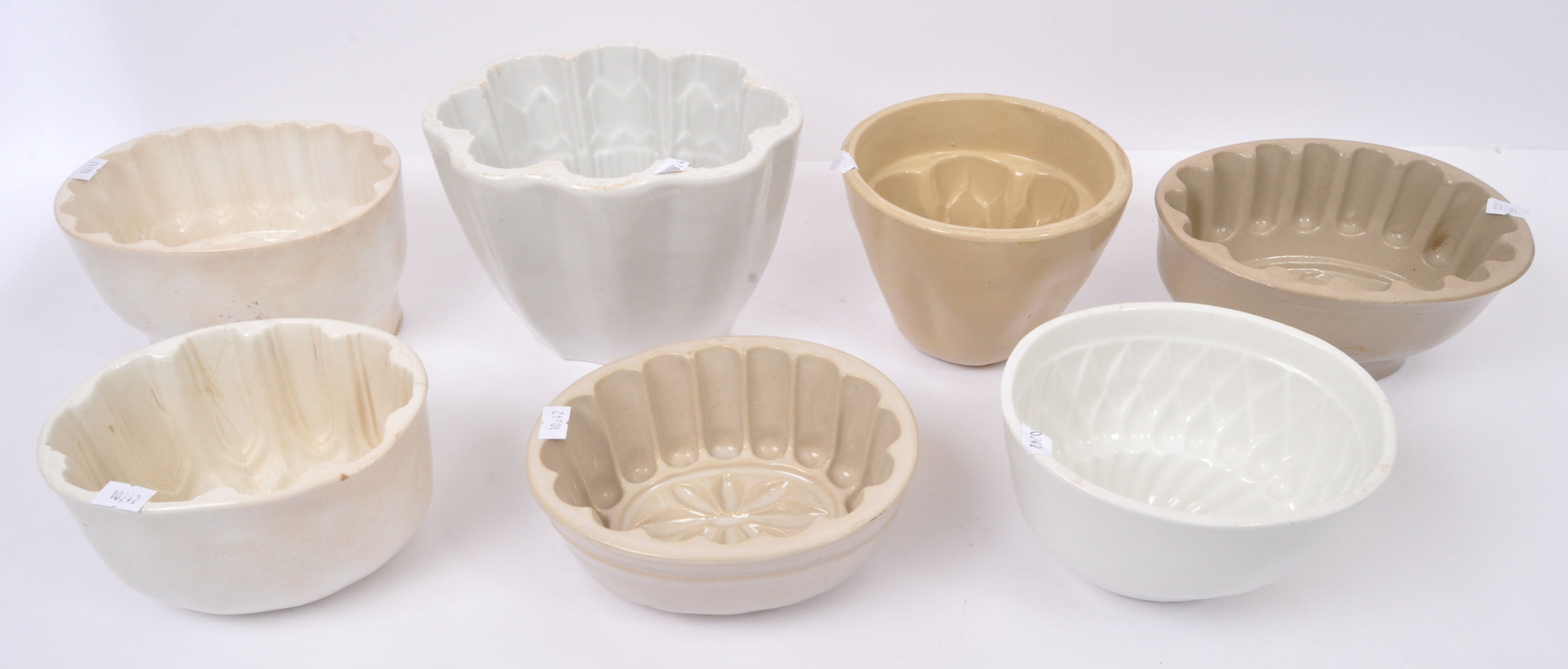 SEVEN 19TH CENTURY & LATER CERAMIC JELLY MOULDS