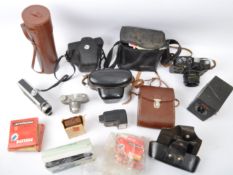 COLLECTION OF VINTAGE CAMERAS - PRAKTICA - ENSIGN - ZENIT