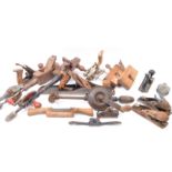 COLLECTION OF VINTAGE WOOD WORKING TOOLS - PLANES - DRILLS