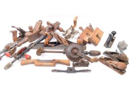 COLLECTION OF VINTAGE WOOD WORKING TOOLS - PLANES - DRILLS