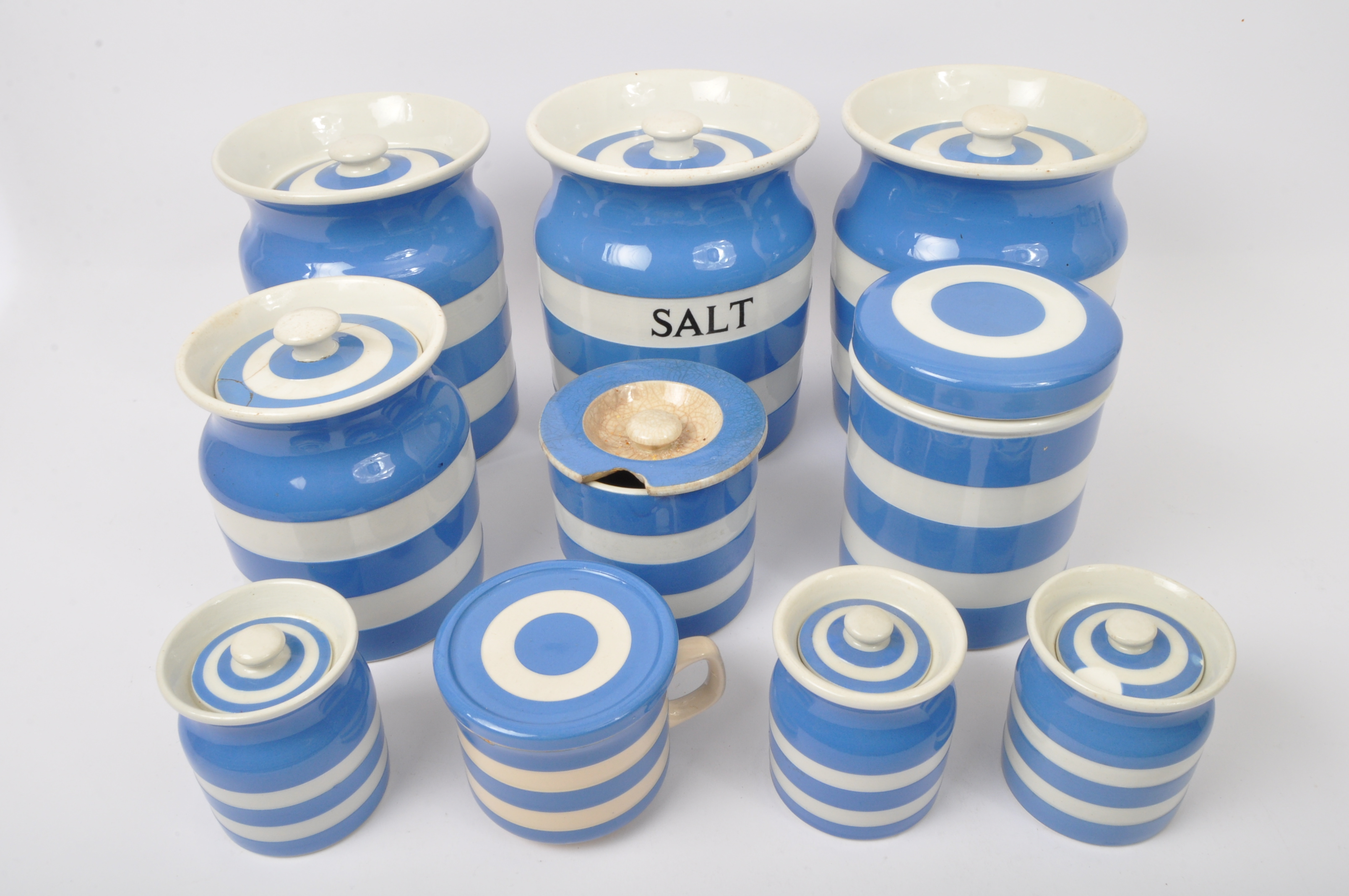 VINTAGE T. G,. GREEN CORNISHWARE LIDDED JARS