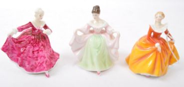 FIVE VINTAGE ROYAL DOULTON BONE CHINA FIGURINES