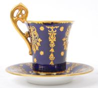 EARLY 20TH CENTURY COALPORT DEMITASSE CHOCOLATE CUP & SAUCER