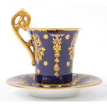 EARLY 20TH CENTURY COALPORT DEMITASSE CHOCOLATE CUP & SAUCER