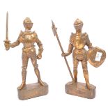 PAIR OF 20TH CENTURY BRONZE KNIGHT FIGURINES