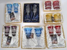 NOS ROYAL SCOT CRYSTAL HAND CUT COLOURED DINKING GLASSES