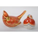 ROYAL CROWN DERBY - TWO VINTAGE BIRDS CHINA PAPERWEIGHTS