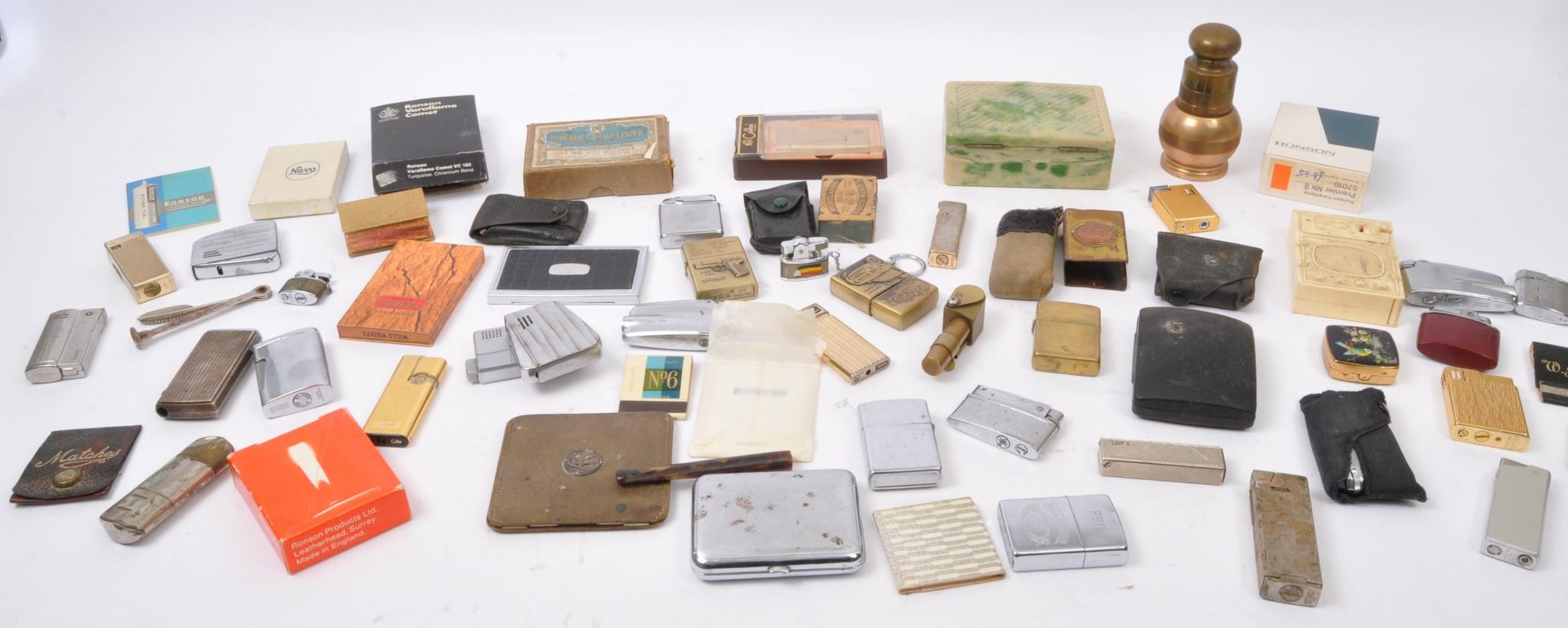 COLLECTION OF VINTAGE LIGHTERS WITH TOBACCIANA ITEMS