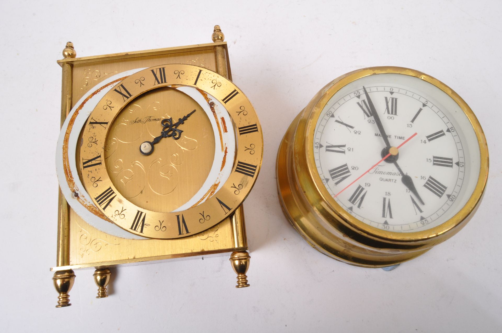 ASSORTMENT OF VINTAGE BRASS DESK CLOCK & ALARM CLOCKS - Image 3 of 5