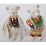 ROYAL CROWN DERBY - TWO VINTAGE BEAR PAPERWEIGHTS FIGURES