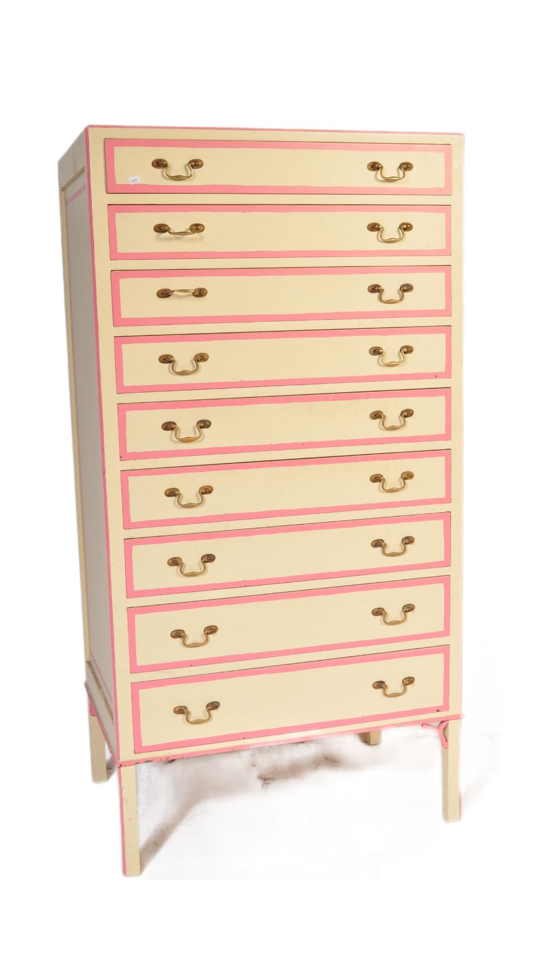 RETRO WOODEN PAINTED CHEST OF DRAWERS TALLBOY