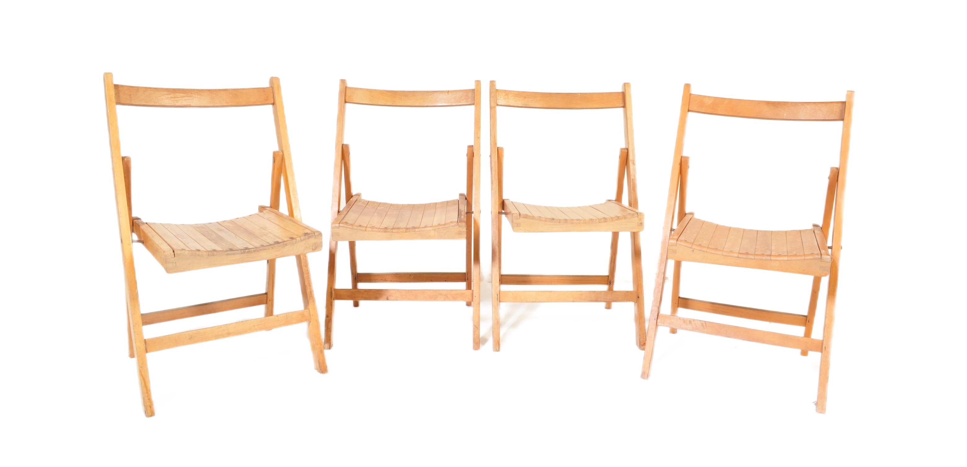 SET OF FOUR VINTAGE WOODEN FOLDING CHAIRS