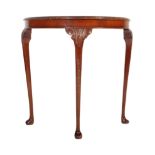 QUEEN ANNE REVIVAL WALNUT HALF MOON CONSOLE TABLE