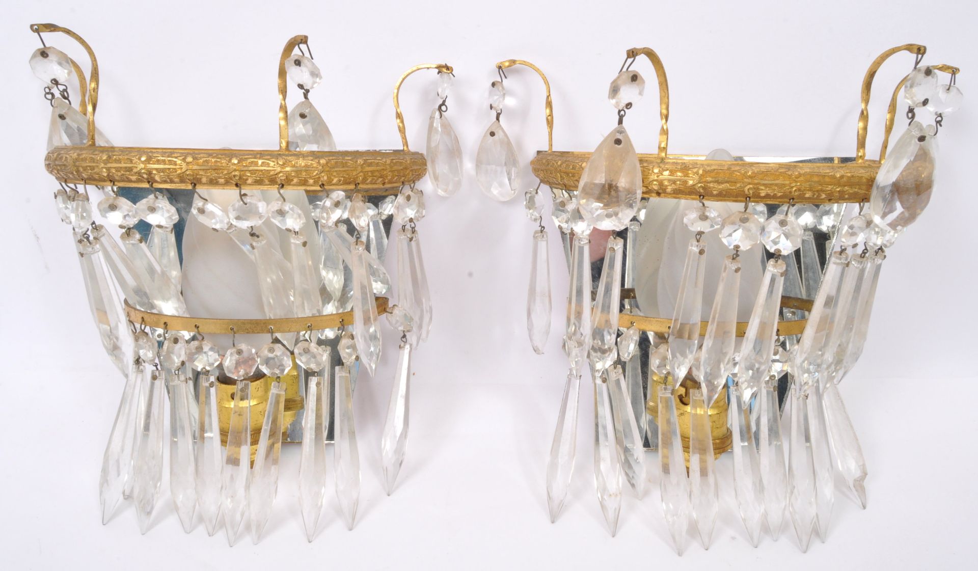 PAIR OF EARLY 20TH CENTURY GILT METAL WALL LIGHTS - Image 6 of 6