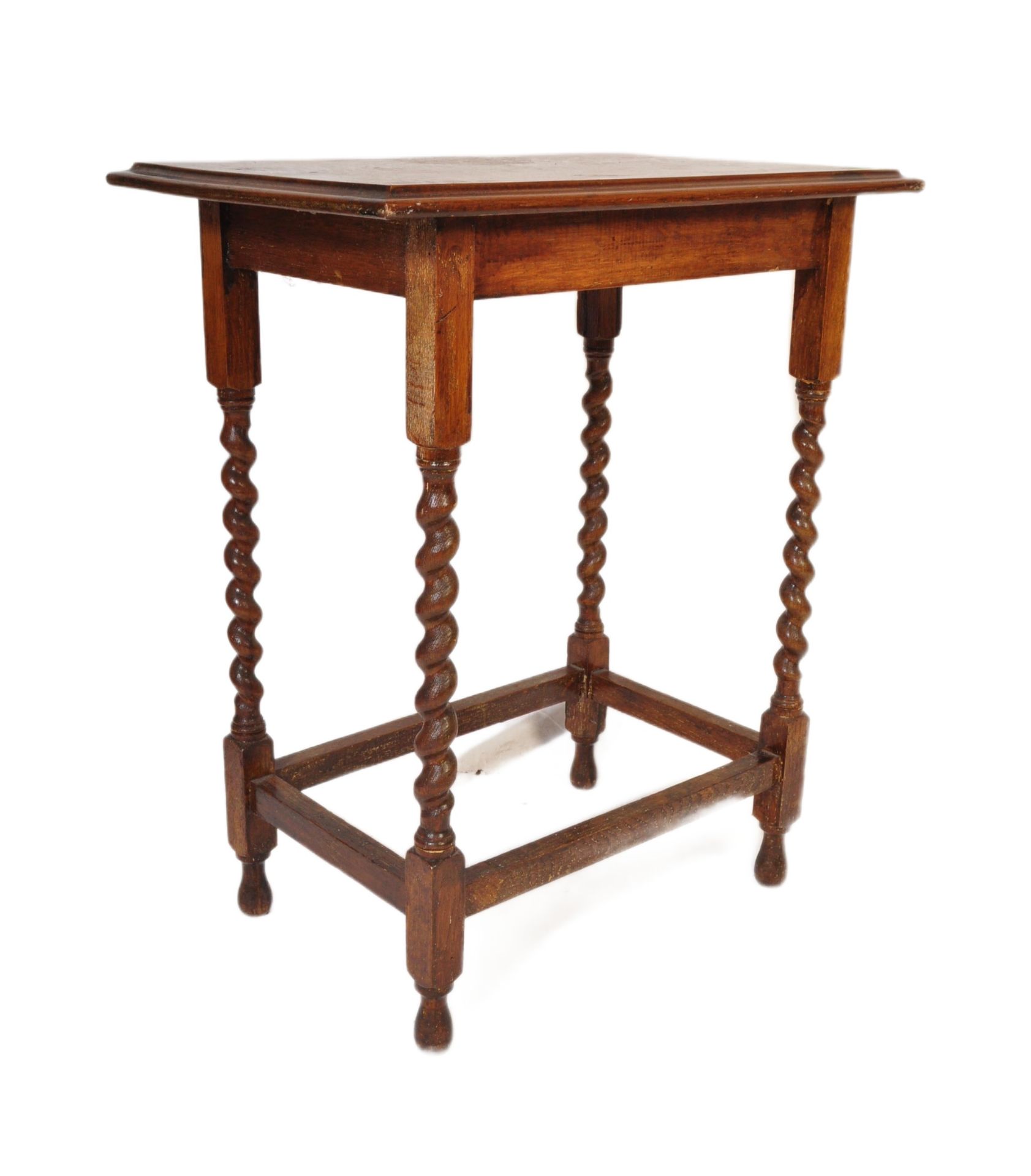 EARLY 20TH CENTURY BARELY TWIST OAK OCCASIONAL SIDE HALL TABLE