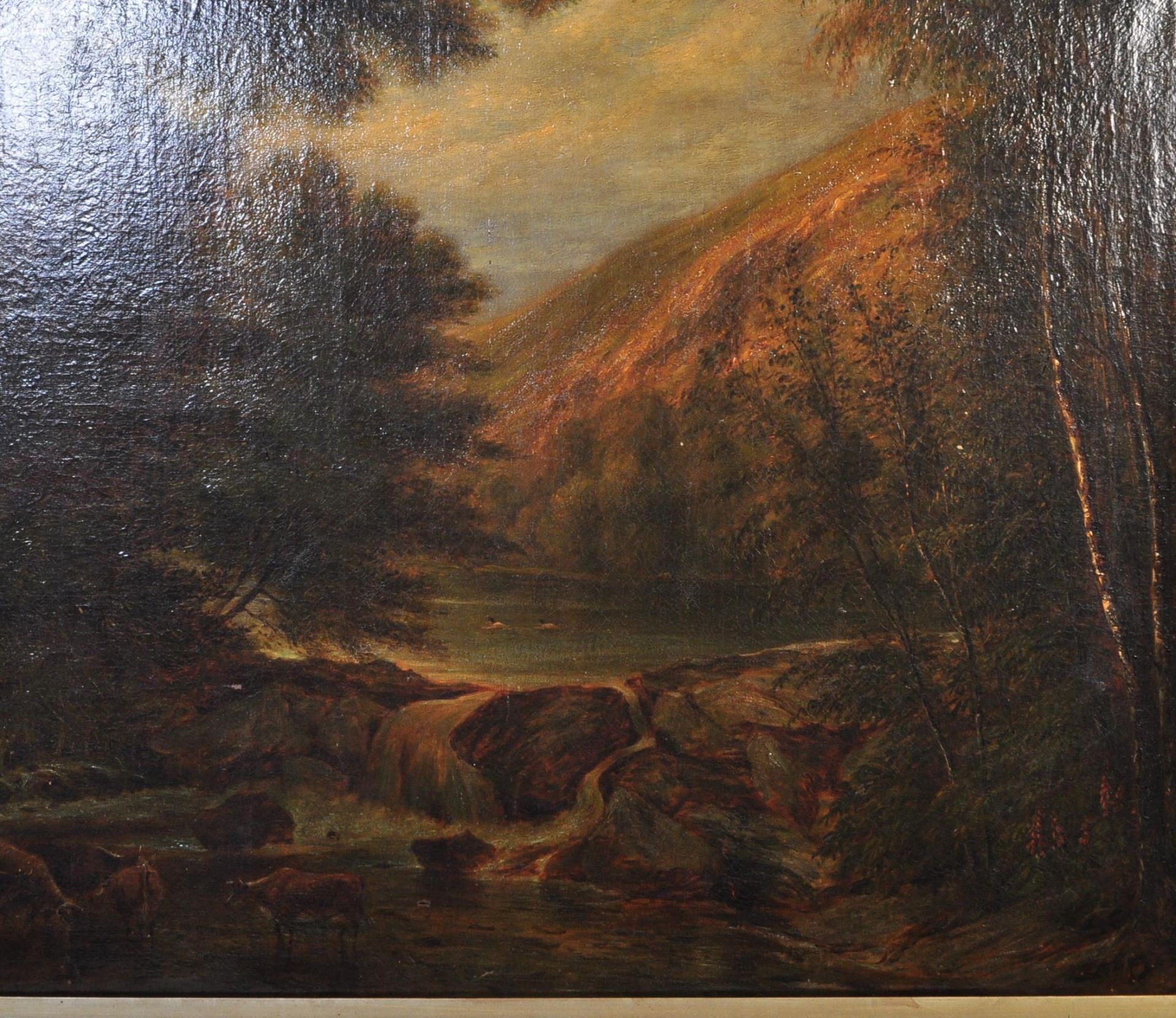 19TH CENTURY ENGLISH OIL ON CANVAS LANDSCAPE PAINTING - Image 3 of 5