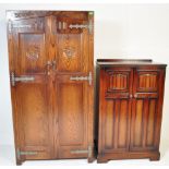 JACOBEAN REVIVAL OAK BACHELORS WARDROBE AND OTHER