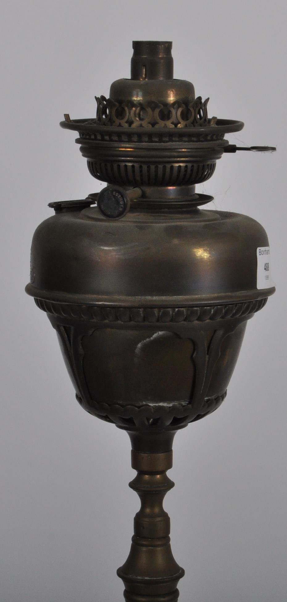 VICTORIAN 19TH CENTURY BRASS OIL LAMP STANDARD LAMP - Image 3 of 6