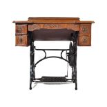 1900's 20TH CENTURY WALNUT SINGER SEWING MACHINE TABLE