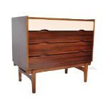 MID CENTURY TEAK WOOD TWO TONE CHEST OF DRAWERS