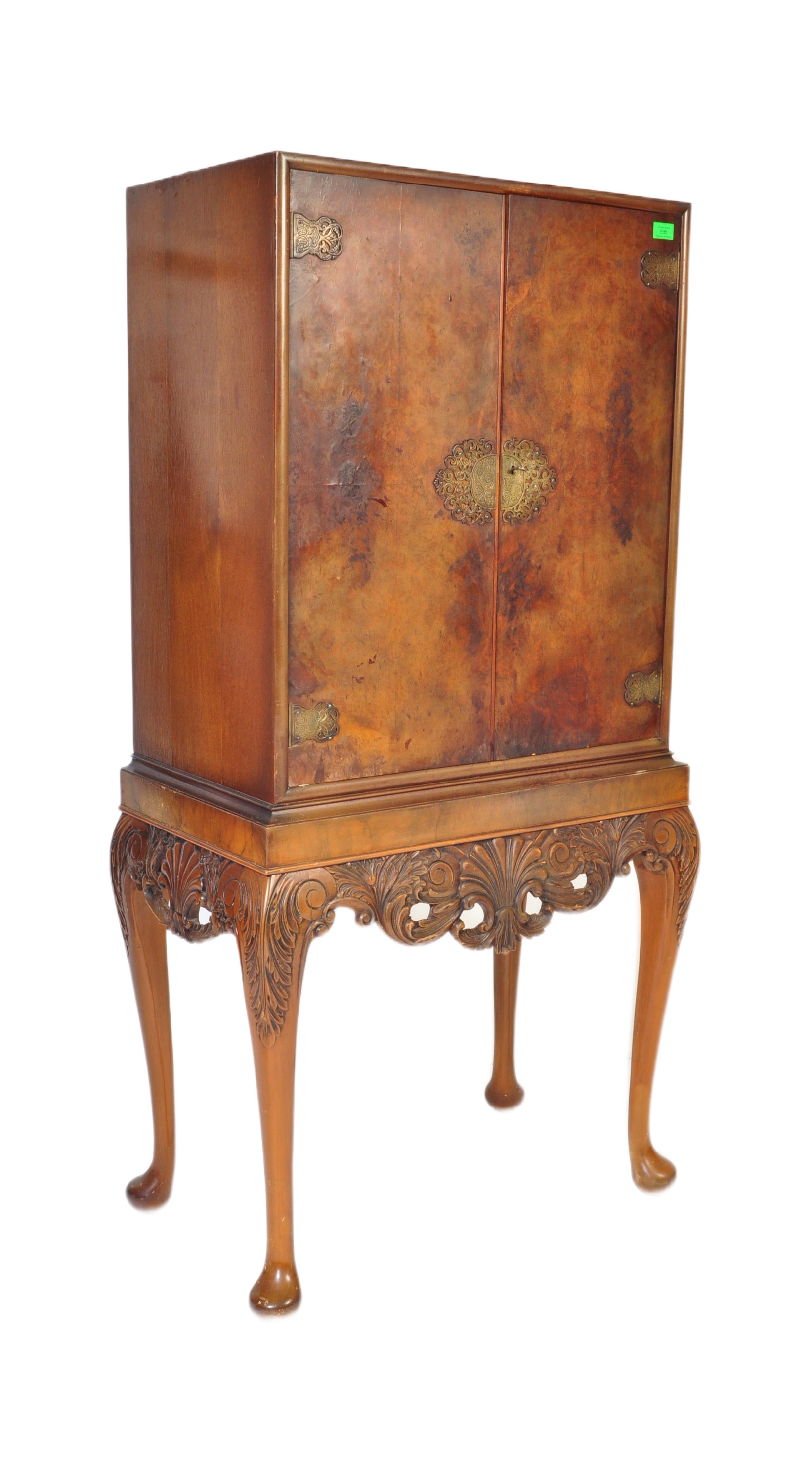 QUEEN ANNE REVIVAL BURR WALNUT COCKTAIL CABINET