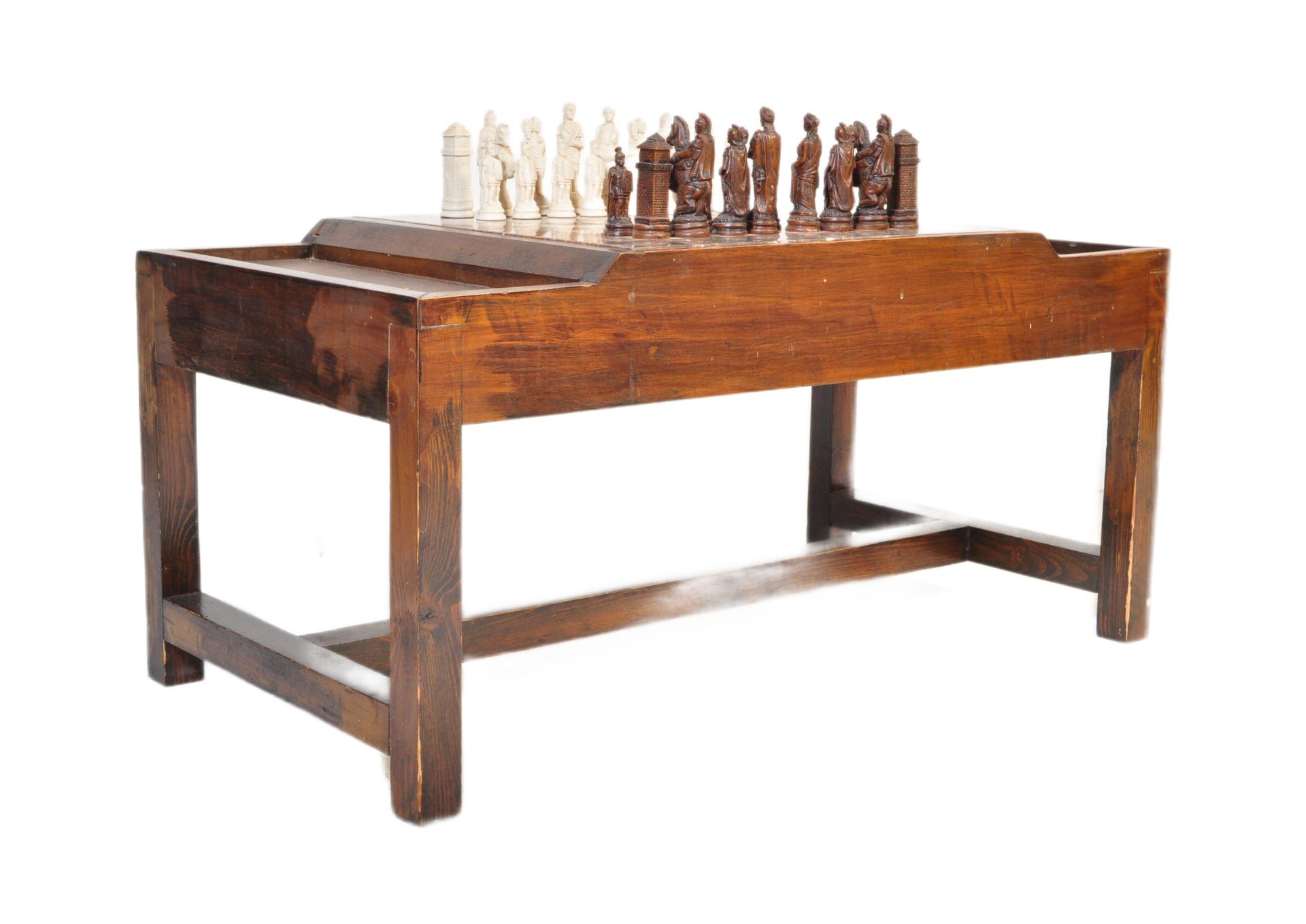 VINTAGE WOOD CUSTOM CHESS BOARD GAME TABLE