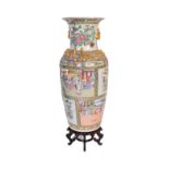 LARGE CHINESE CANTONESE FAMILLE ROSE FLOOR STANDING VASE