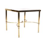 A 20th Century 1980s Hollywood Regency brass framed coffee table / low table of square form having