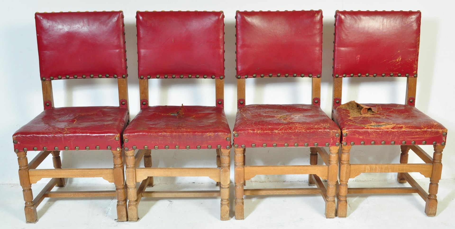 SET OF 6 OAK & LEATHER CROMWELLIAN DINING CHAIRS - Image 2 of 7