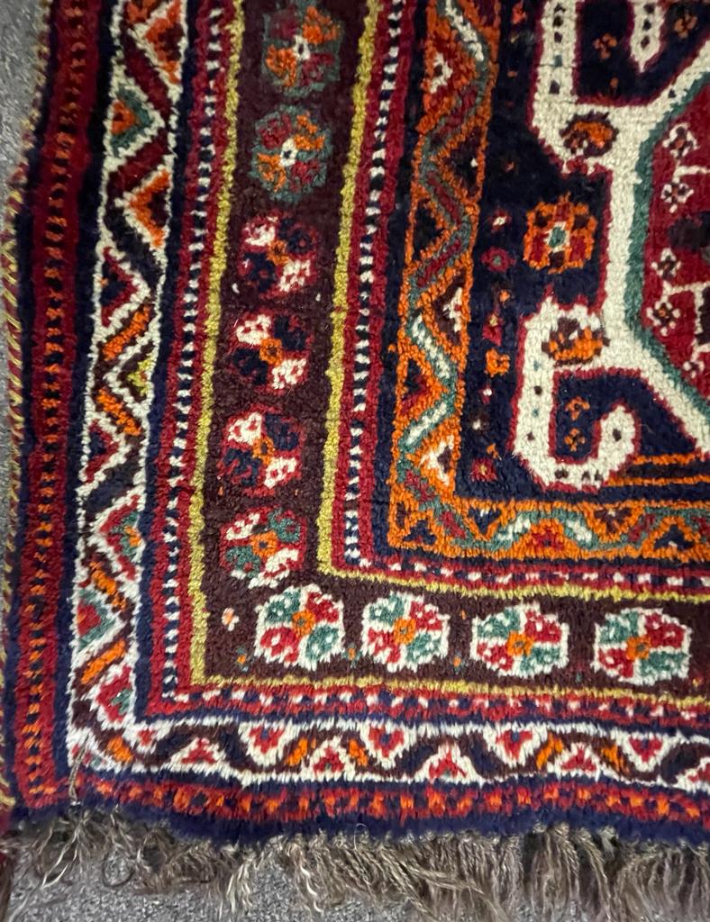 VINTAGE PERSIAN NOMADIC QASHQAI FLOOR CARPET RUG - Image 3 of 5