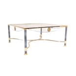 HOLLYWOOD REGENCY NEOCLASSICAL GLASS & BRASS TABLE