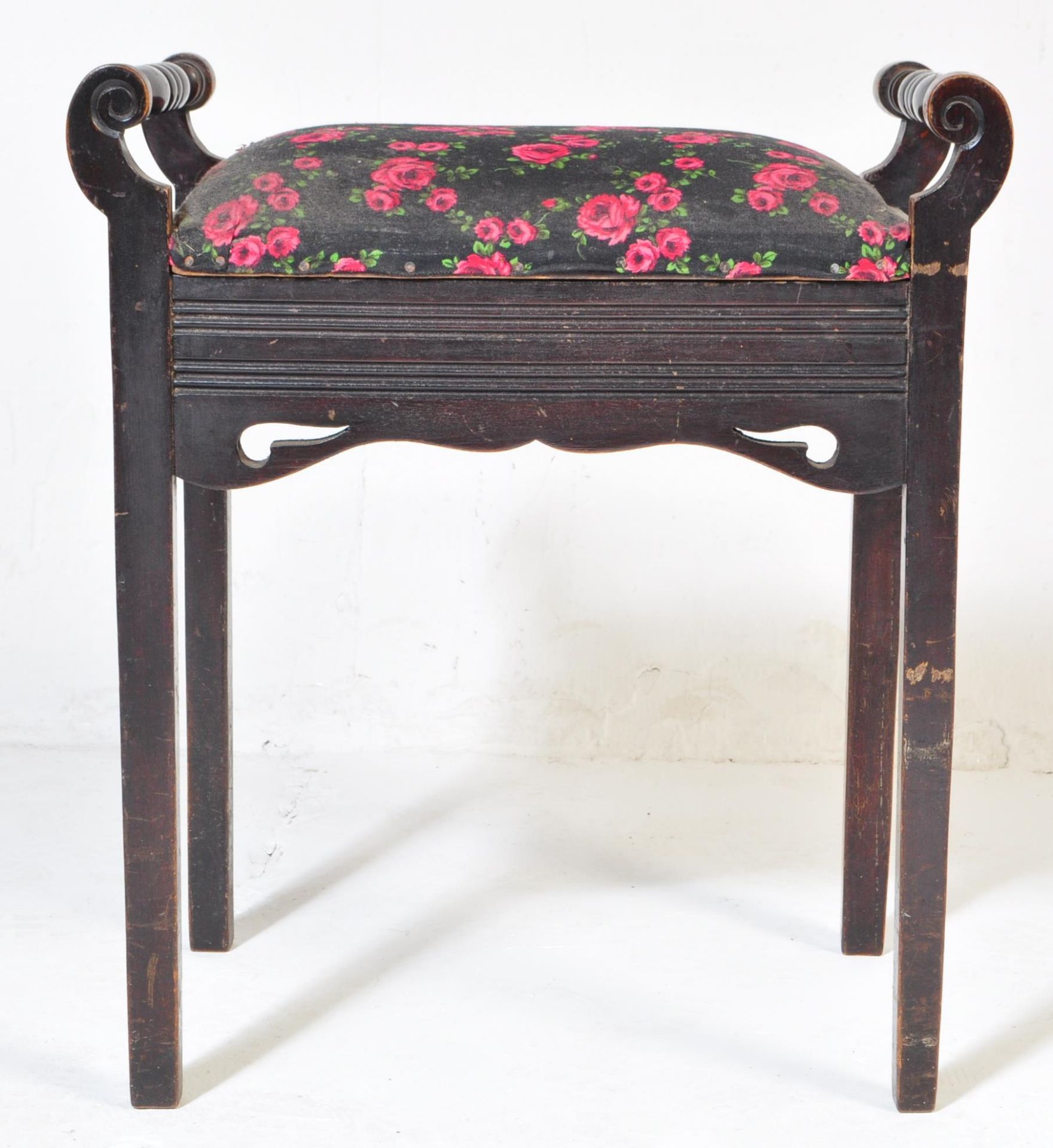 VICTORIAN EBONISED MAHOGANY PIANO STOOL SEAT - Image 3 of 5