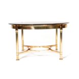 1980S HOLLYWOOD REGENCY BRASS & GLASS COFFEE TABLE