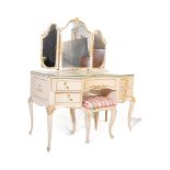 20TH CENTURY LOUIS XV STYLE FRENCH DRESSING TABLE & STOOL