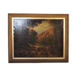 19TH CENTURY ENGLISH OIL ON CANVAS LANDSCAPE PAINTING