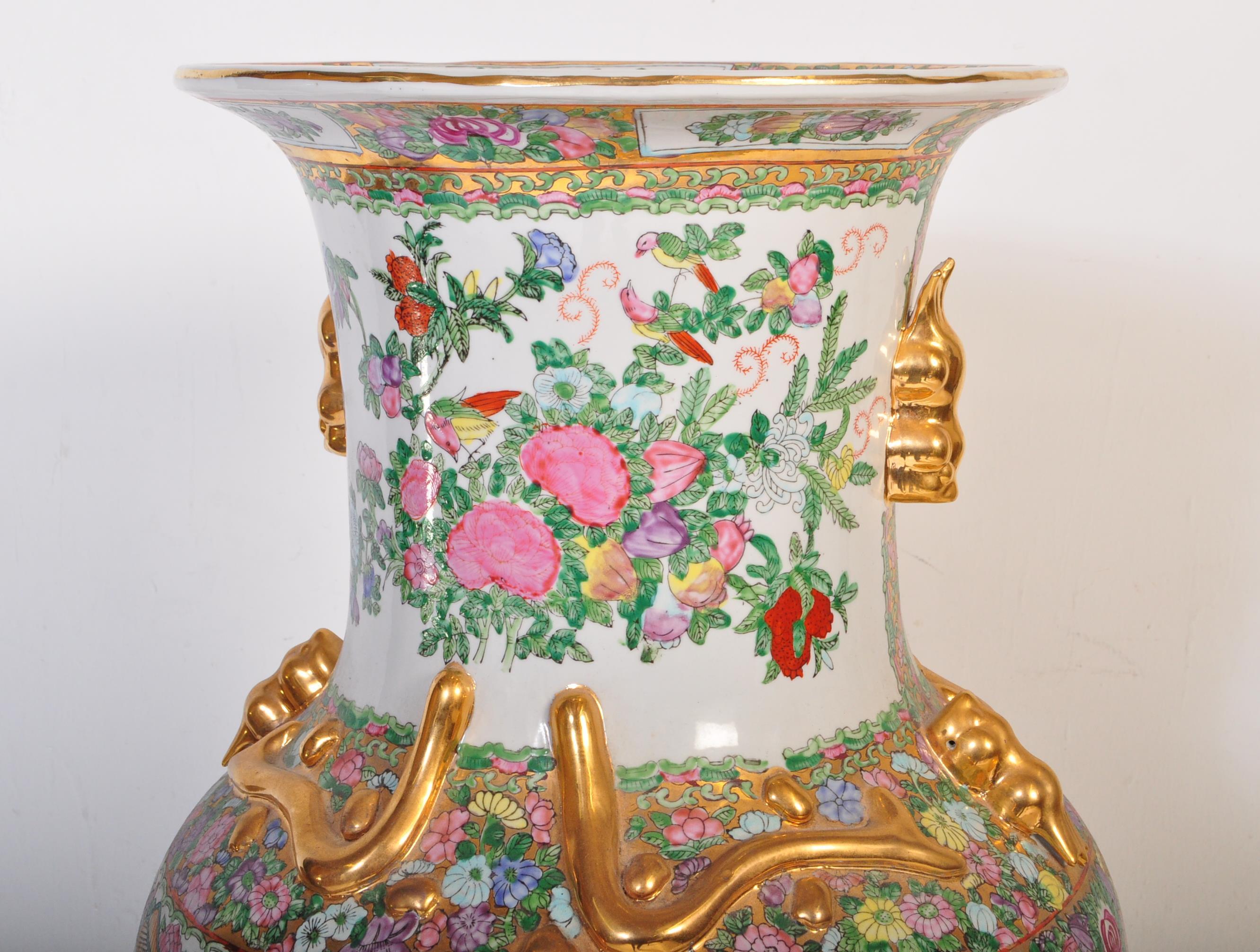 LARGE CHINESE CANTONESE FAMILLE ROSE FLOOR STANDING VASE - Image 3 of 5
