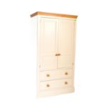 CONTEMPORARY OAK & WHITE PAINTED TALLBOY ARMOIRE