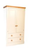 CONTEMPORARY OAK & WHITE PAINTED TALLBOY ARMOIRE